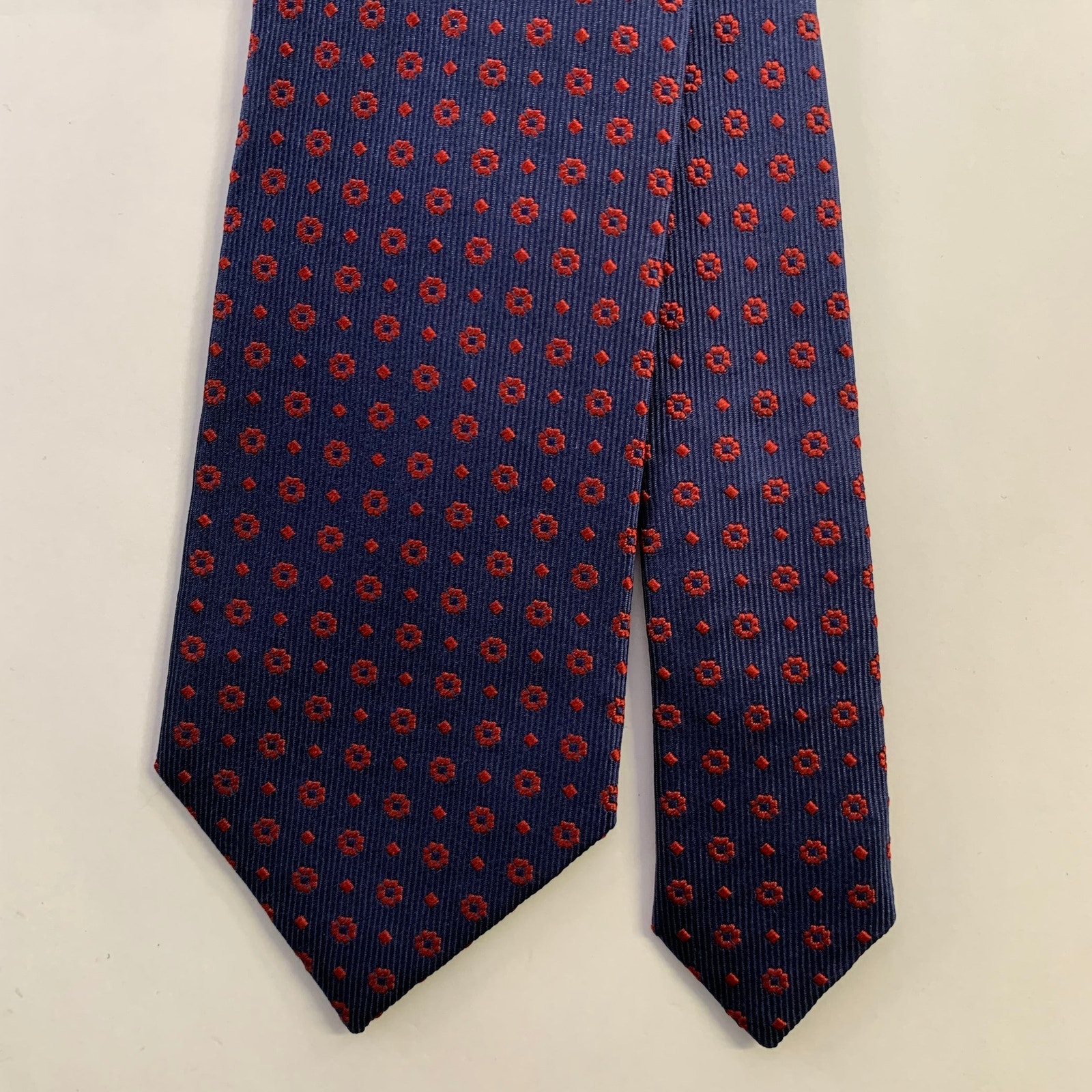 Ermenegildo Zegn Navy Burgundy Foulard Silk Tie